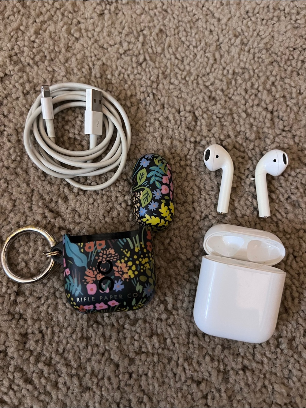Apple AirPods 2nd generation Wireless Earbuds with Floral Charging Case - White